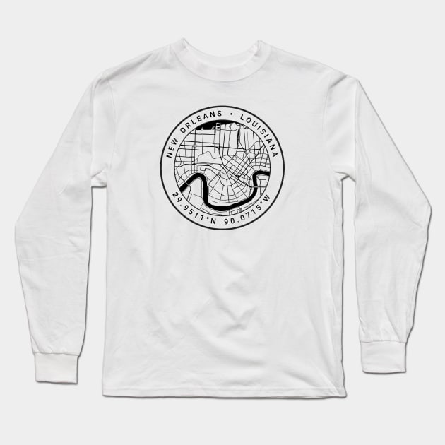 New Orleans Map Long Sleeve T-Shirt by Ryan-Cox